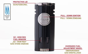 Xikar - HP4 Matte Black quad-flame cigar lighter